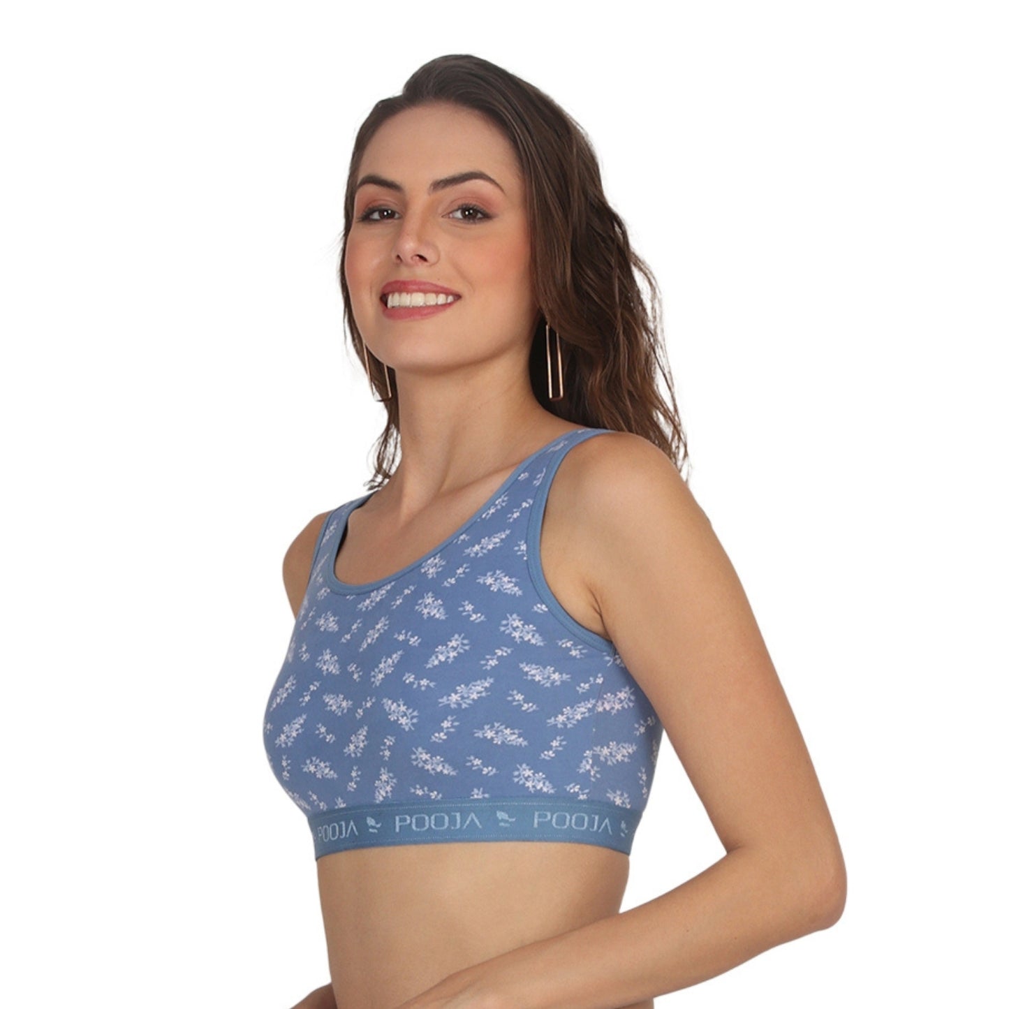 POOJA RAGENEE Seamless Smooth Fabric & comfortable Printed Bra for Fitness SQ1032 Blue