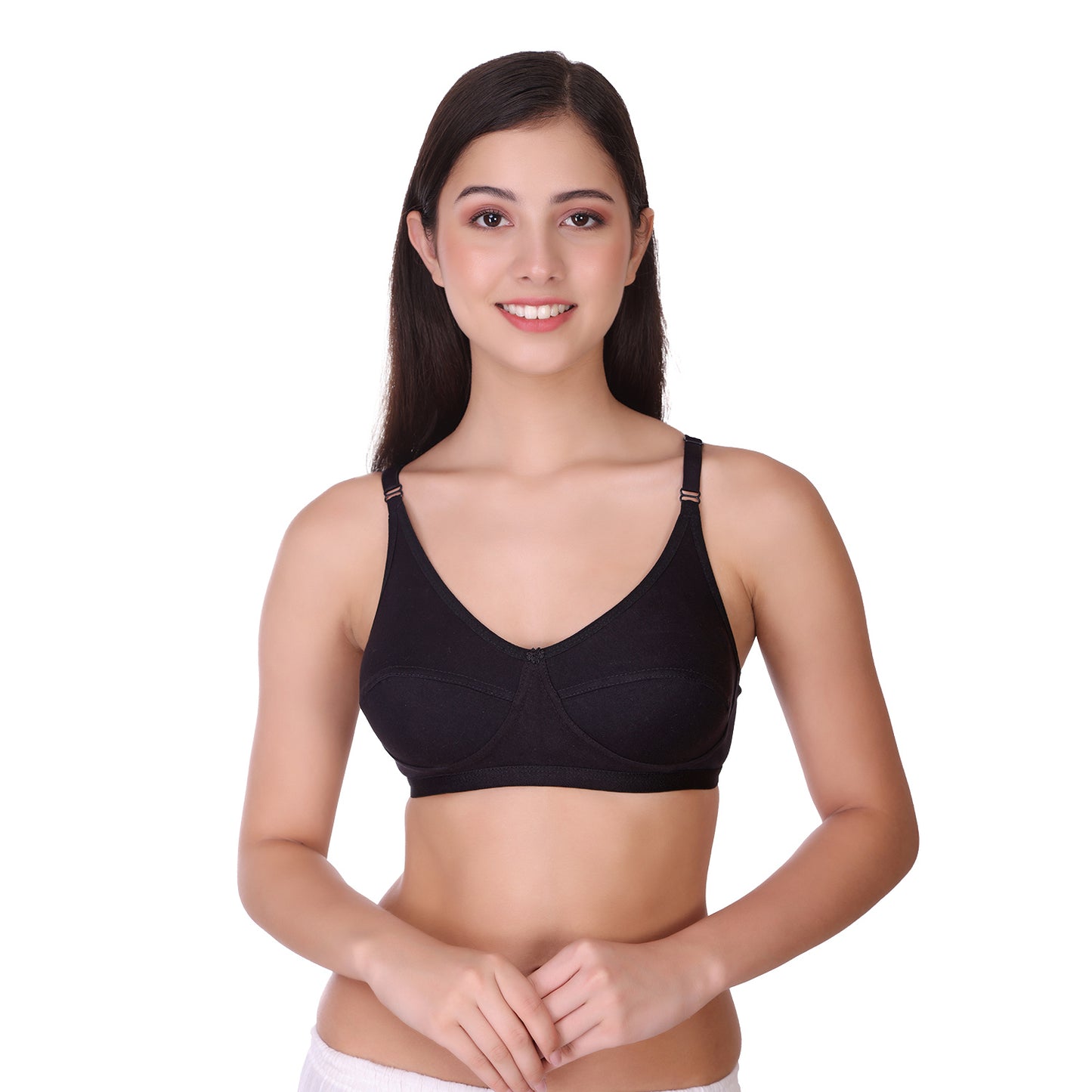 Pooja Ragenee Non Padded Cotton Blend C Cup bra for Women Black