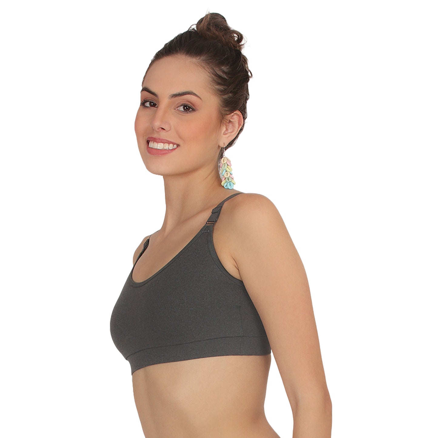 POOJA RAGENEE Seamless Non Padded Adjustable Strap Sports Bra SQ1033 Black