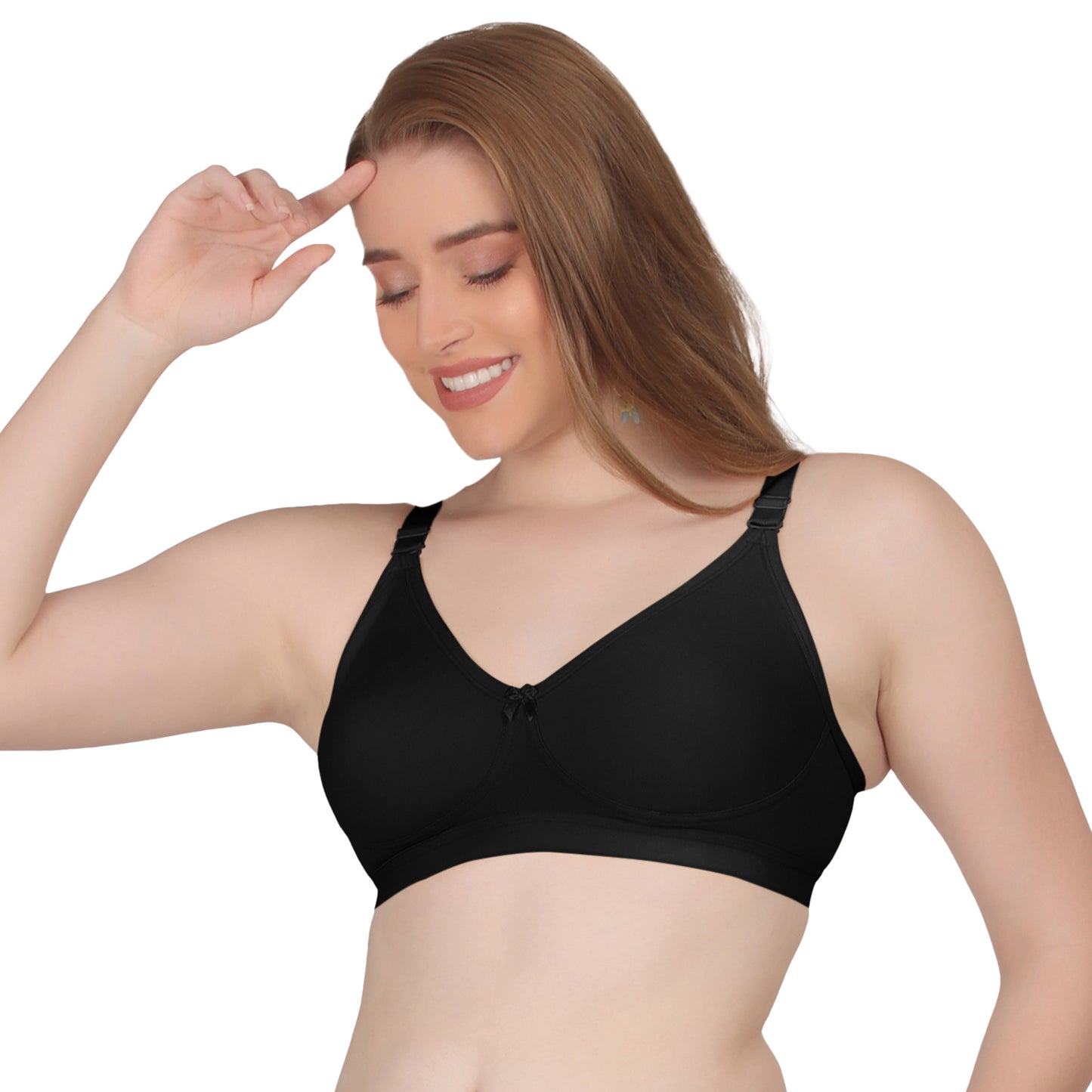 POOJA RAGENEE Seamless Moulded Non Padded Free Wired Comfortable Bra MQ3052 Black