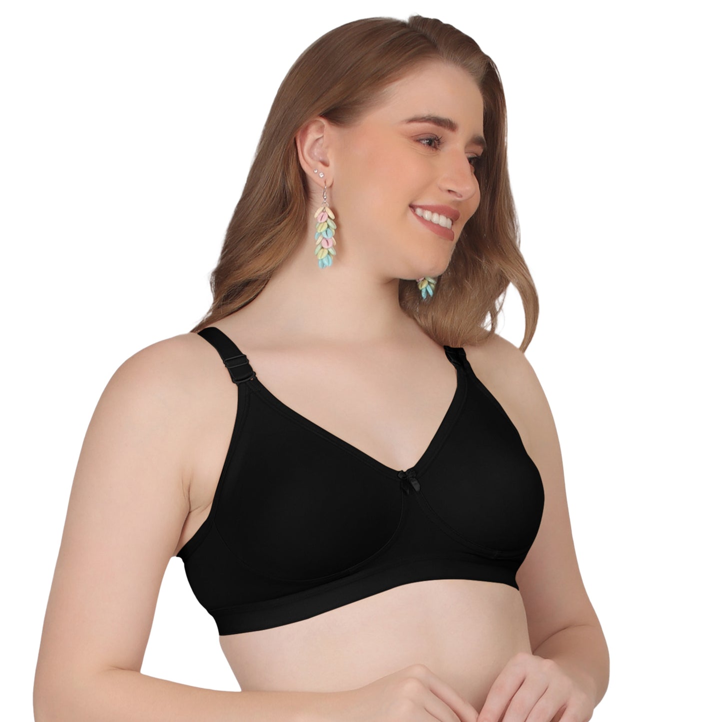 POOJA RAGENEE Seamless Moulded Non Padded Free Wired Comfortable Bra MQ3052 Black