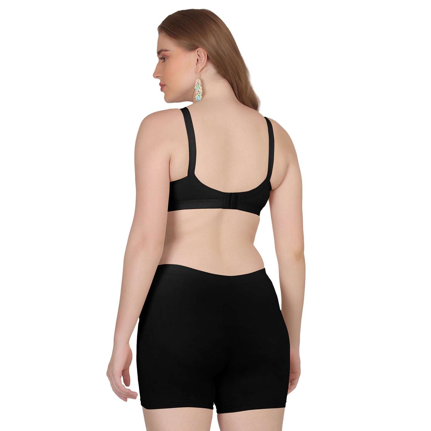 POOJA RAGENEE Seamless Moulded Non Padded Free Wired Comfortable Lingerie Set ST09 Black