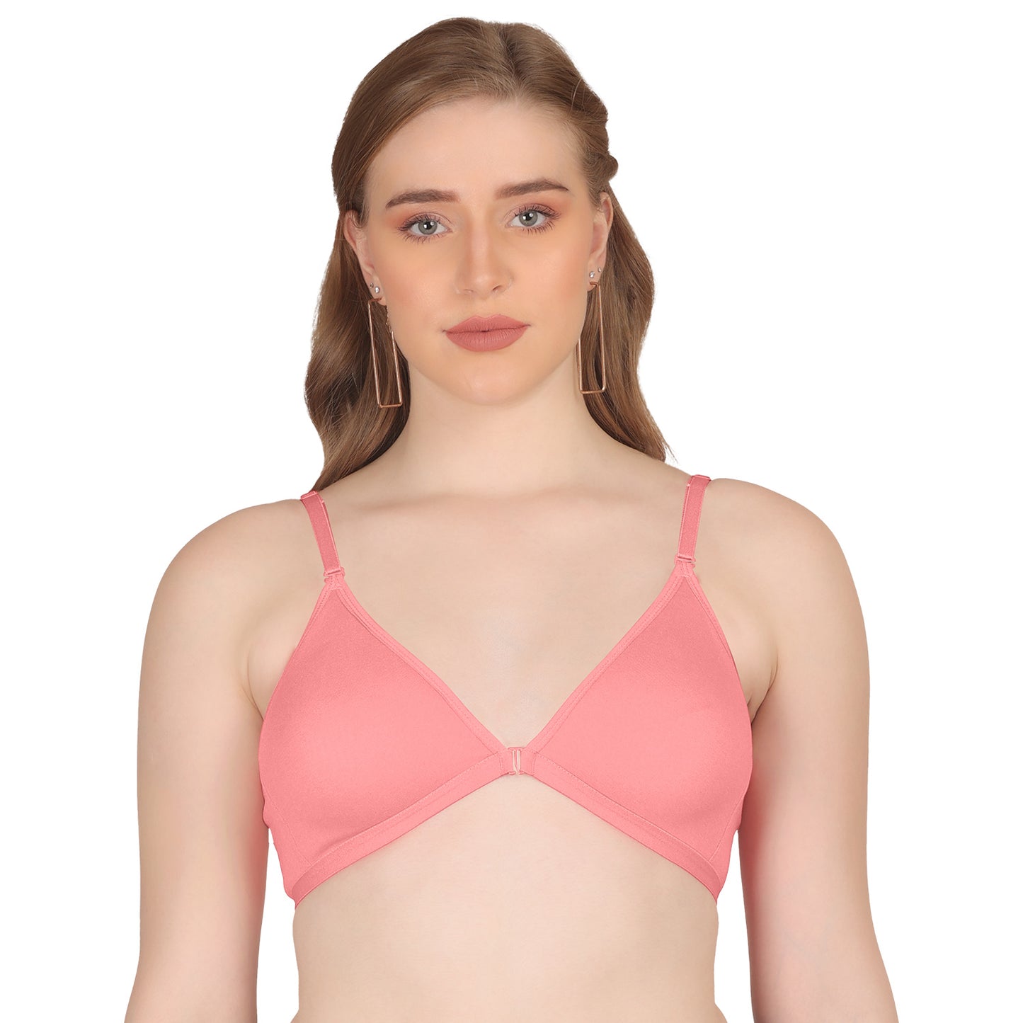 POOJA RAGENEE Double Layer Front Opener Hooks Detachable Strap Bra BQ2184 Baby Pink