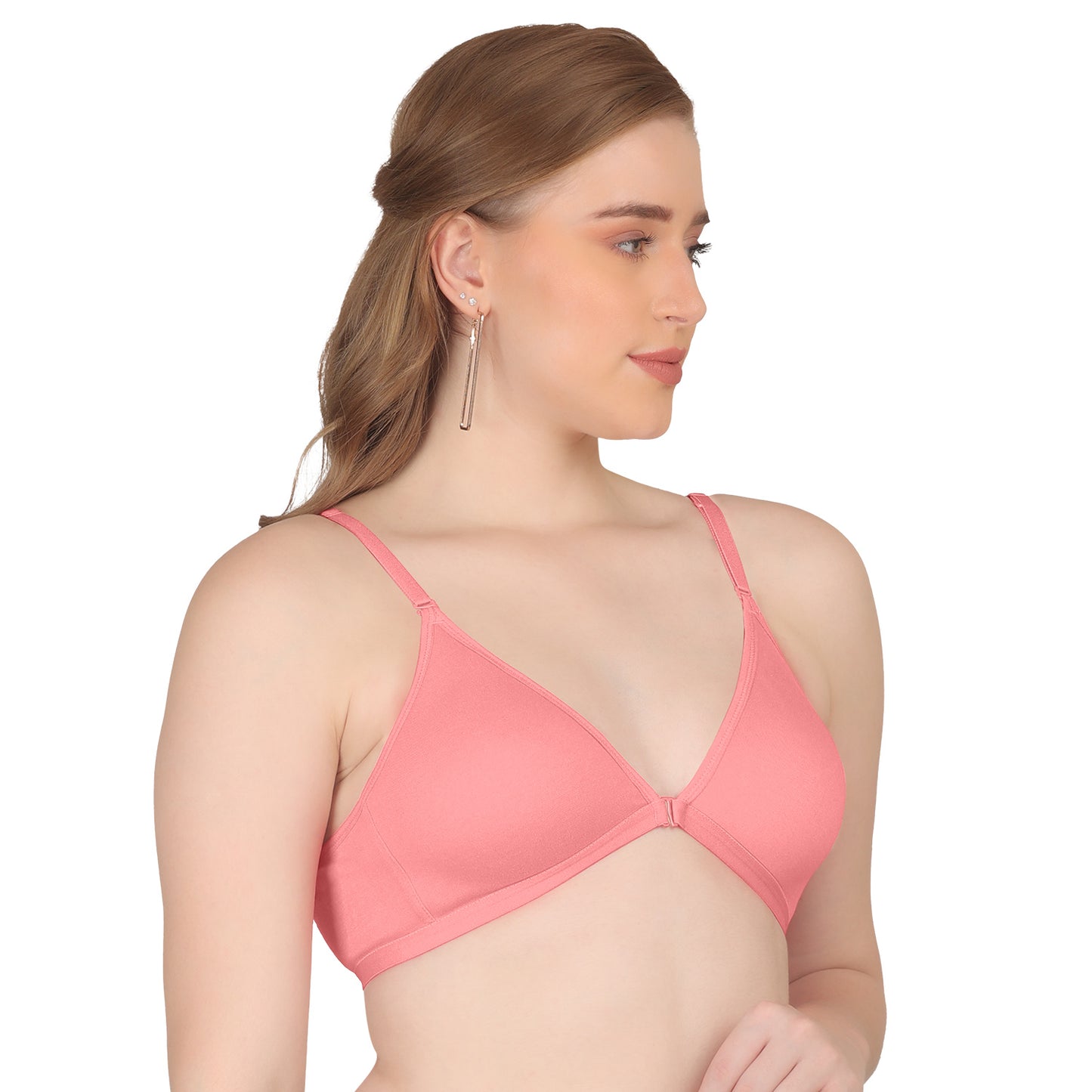 POOJA RAGENEE Double Layer Front Opener Hooks Detachable Strap Bra BQ2184 Baby Pink