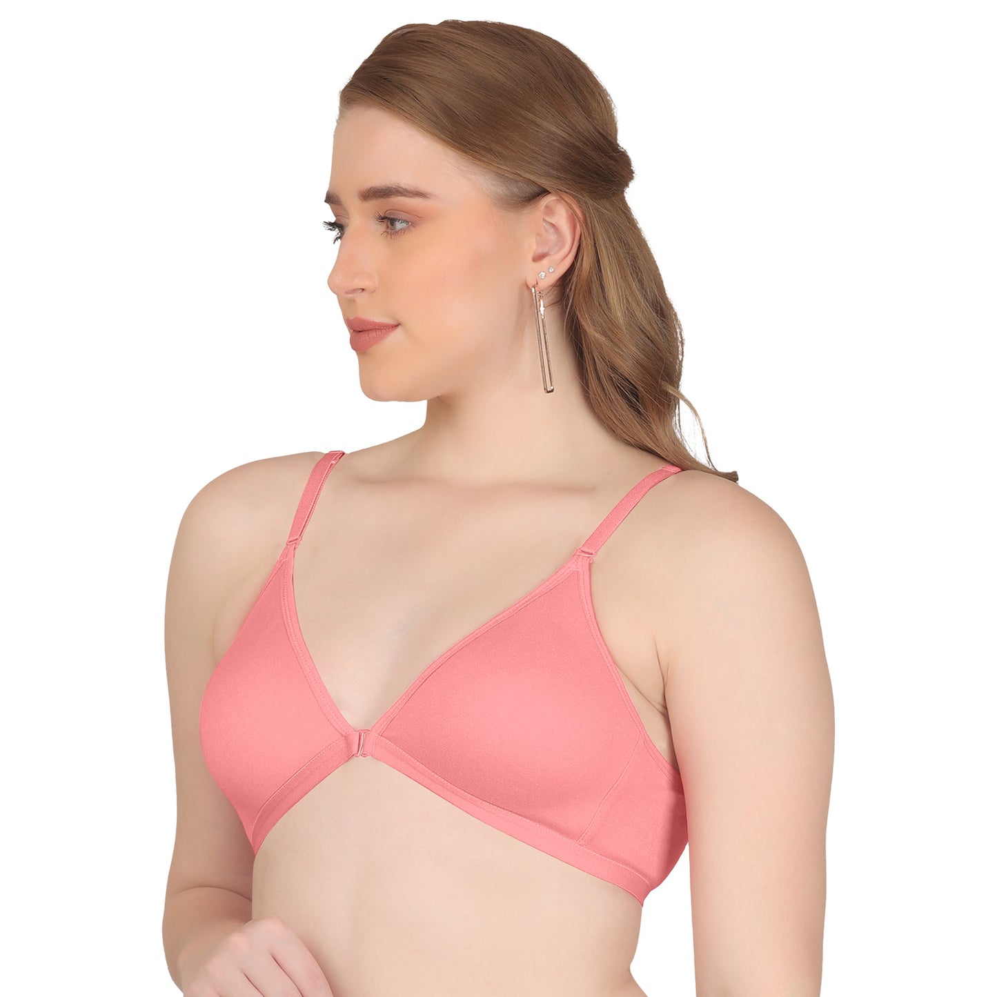 POOJA RAGENEE Double Layer Front Opener Hooks Detachable Strap Bra BQ2184 Baby Pink