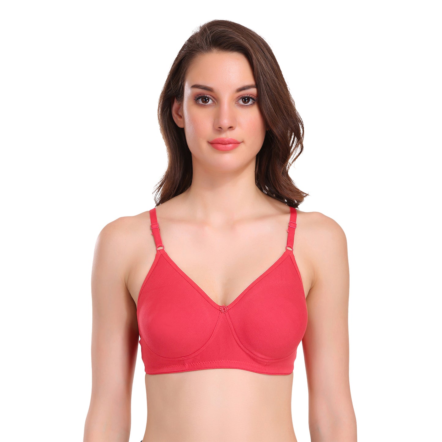 Pooja Ragenee Light Padded Cotton Mould bra for Womens Coral
