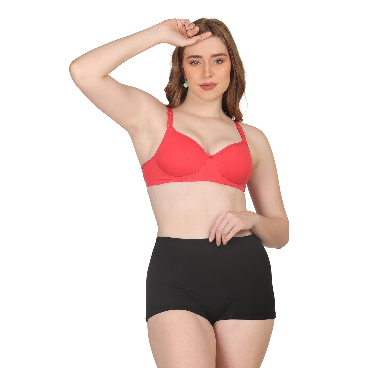 POOJA RAGENEE Lightly Padded Solid Bra for Womens FQ8002D Coral