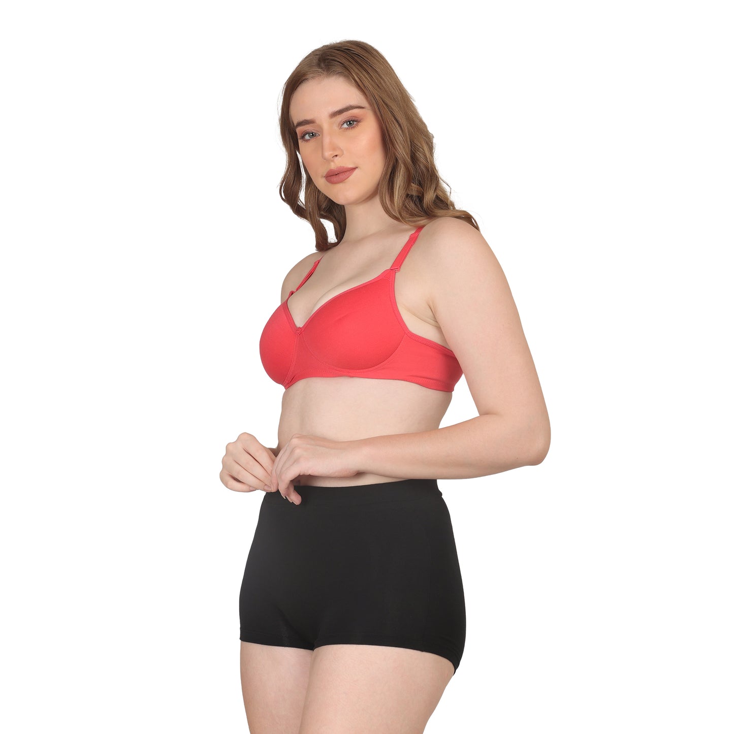 POOJA RAGENEE Lightly Padded Solid Bra for Womens FQ8002C Coral