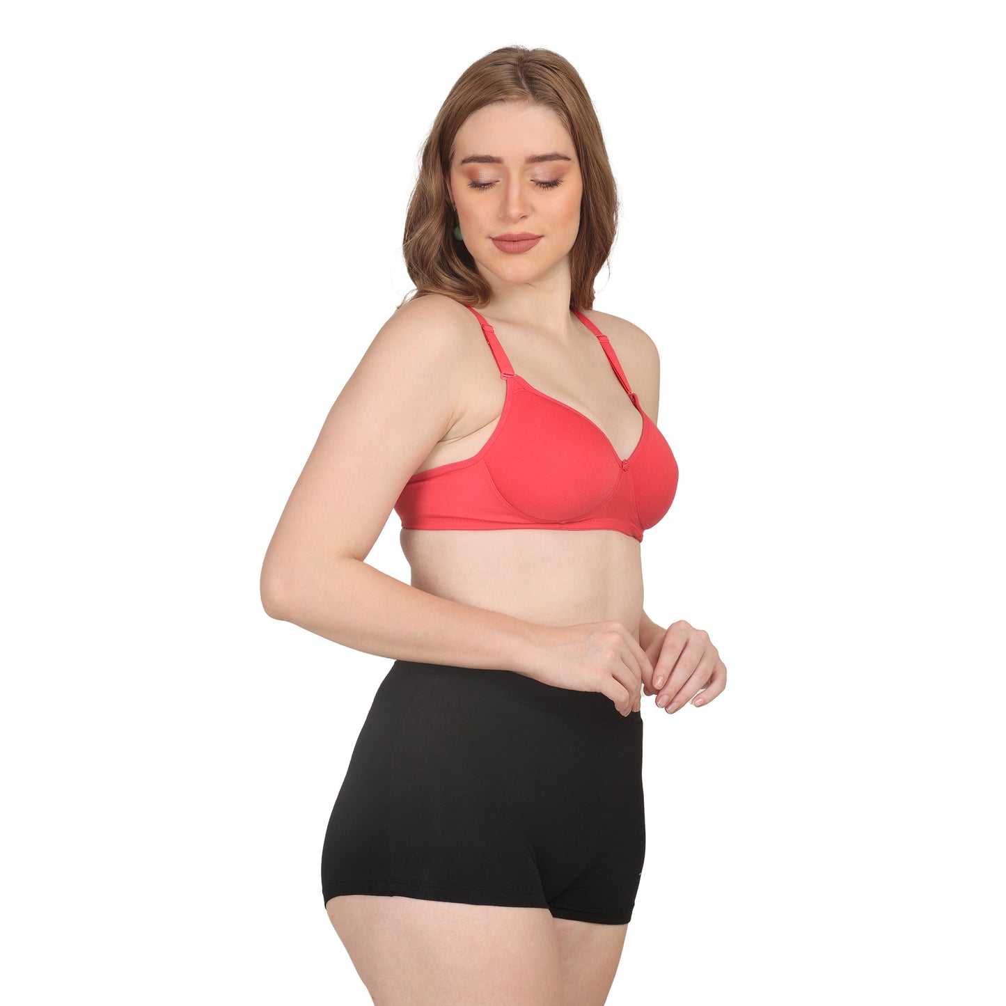 POOJA RAGENEE Lightly Padded Solid Bra for Womens FQ8002D Coral