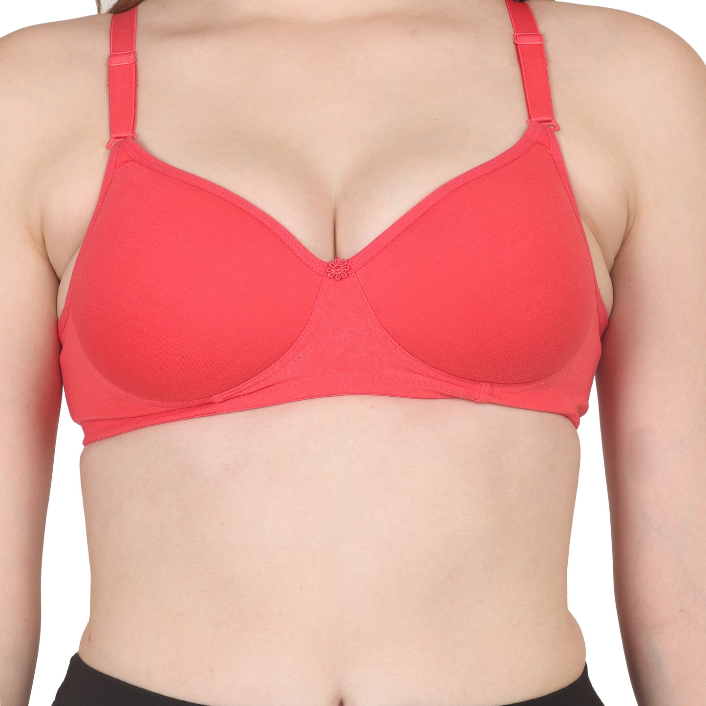 POOJA RAGENEE Lightly Padded Solid Bra for Womens FQ8002D Coral