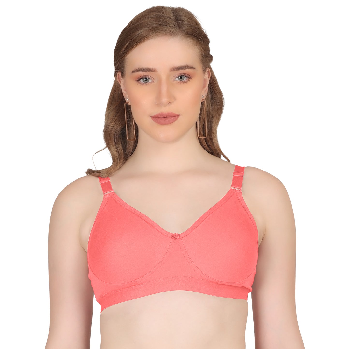 POOJA RAGENEE Seamless Moulded Non Padded Free Wired Comfortable Bra MQ3053 Coral