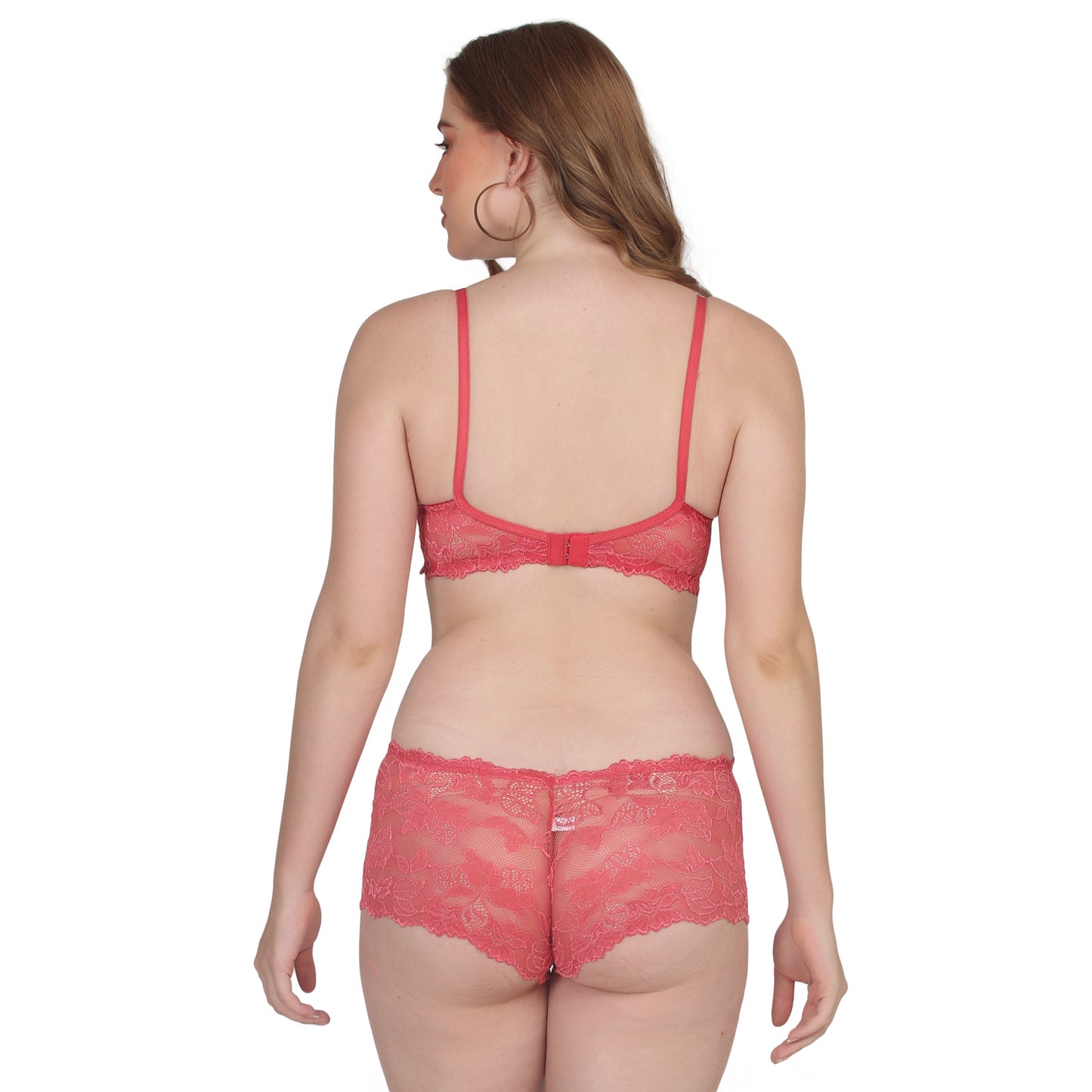 POOJA RAGENEE Comfortable & Smooth Net Fabric Set ST04 Coral