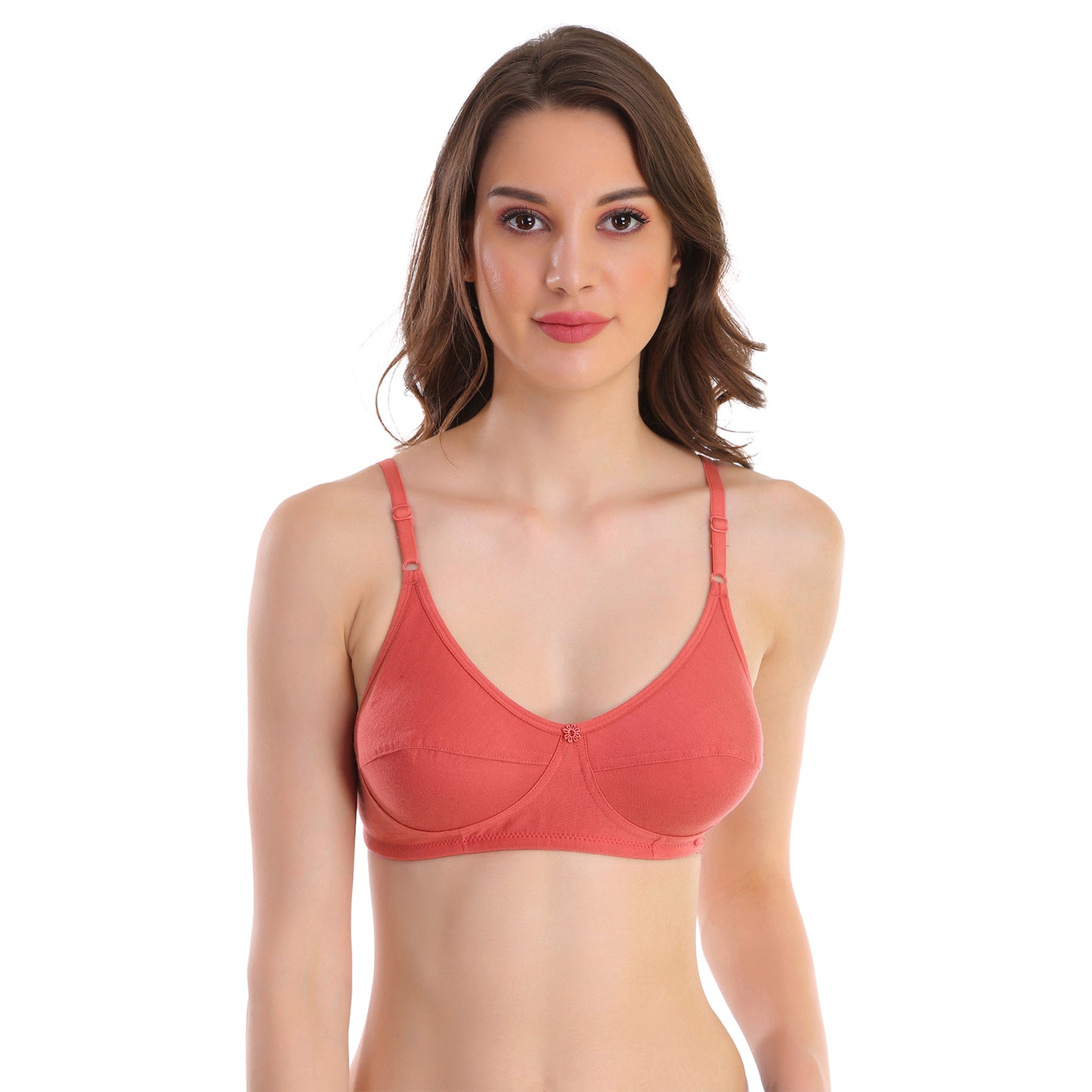 POOJA RAGENEE Regular Cotton Blend Bra -CORAL