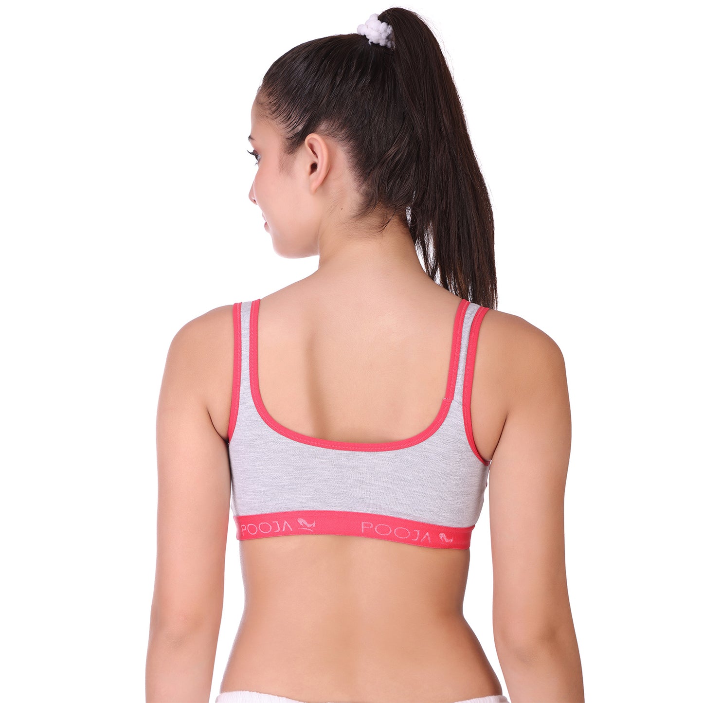 Full Coverage Cotton Blend Sports Bra For Womens - CORAL