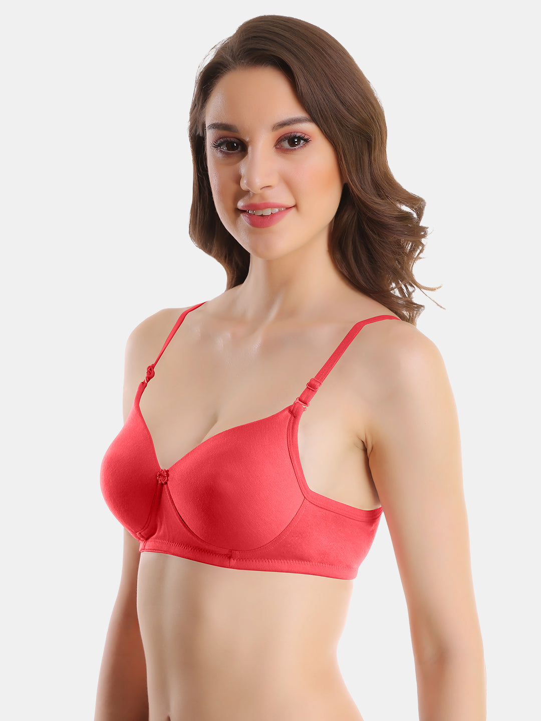 Pooja Ragenee Womens Full Coverage Padded Mould Cotton Bra FQ8005 Coral