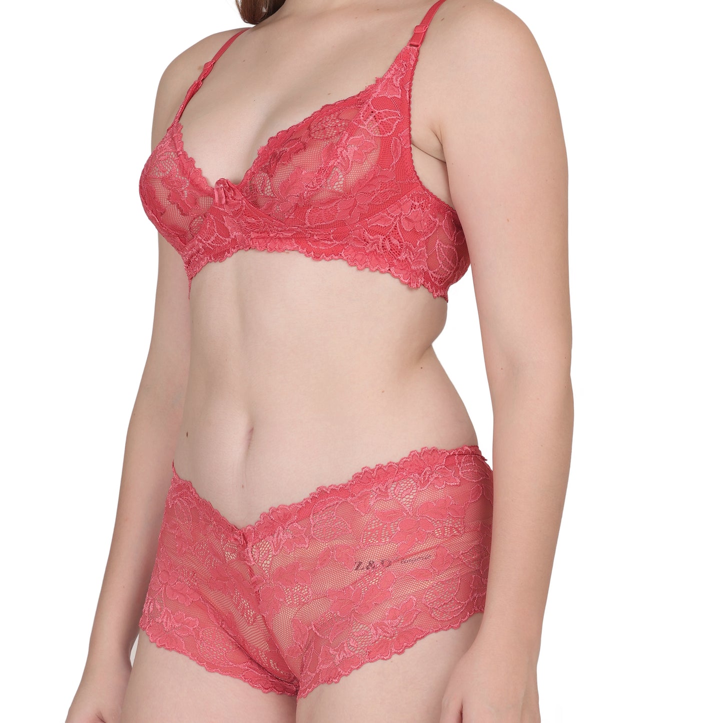 POOJA RAGENEE Comfortable & Smooth Net Fabric Set ST04 Coral