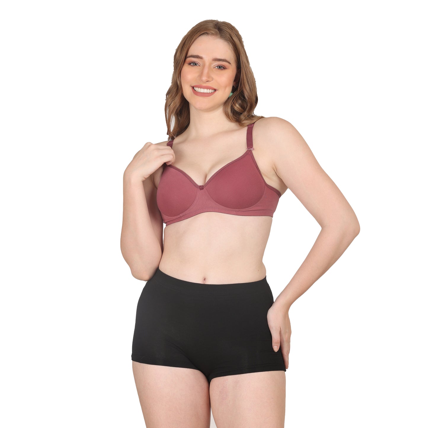 POOJA RAGENEE Lightly Padded Solid Bra for Womens FQ8002C Dark Pink