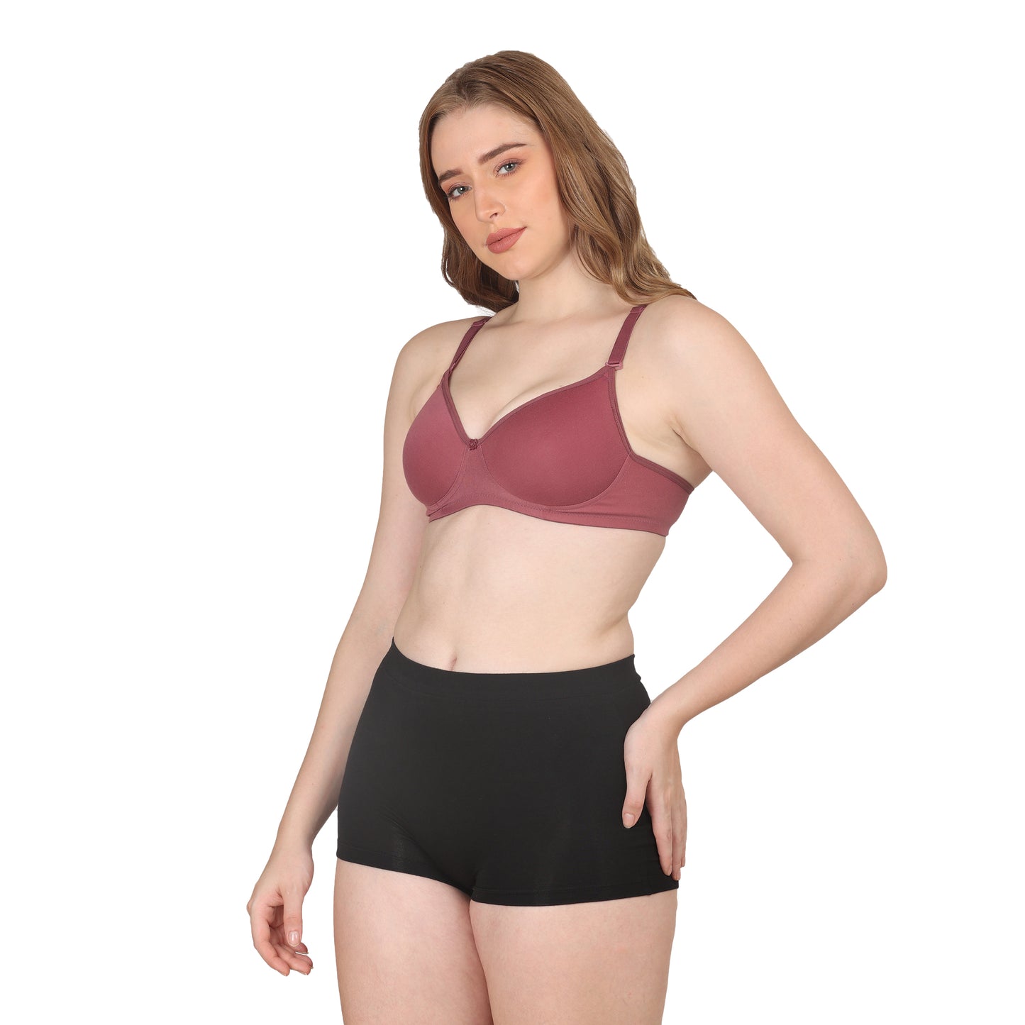 POOJA RAGENEE Lightly Padded Solid Bra for Womens FQ8002D Dark Pink
