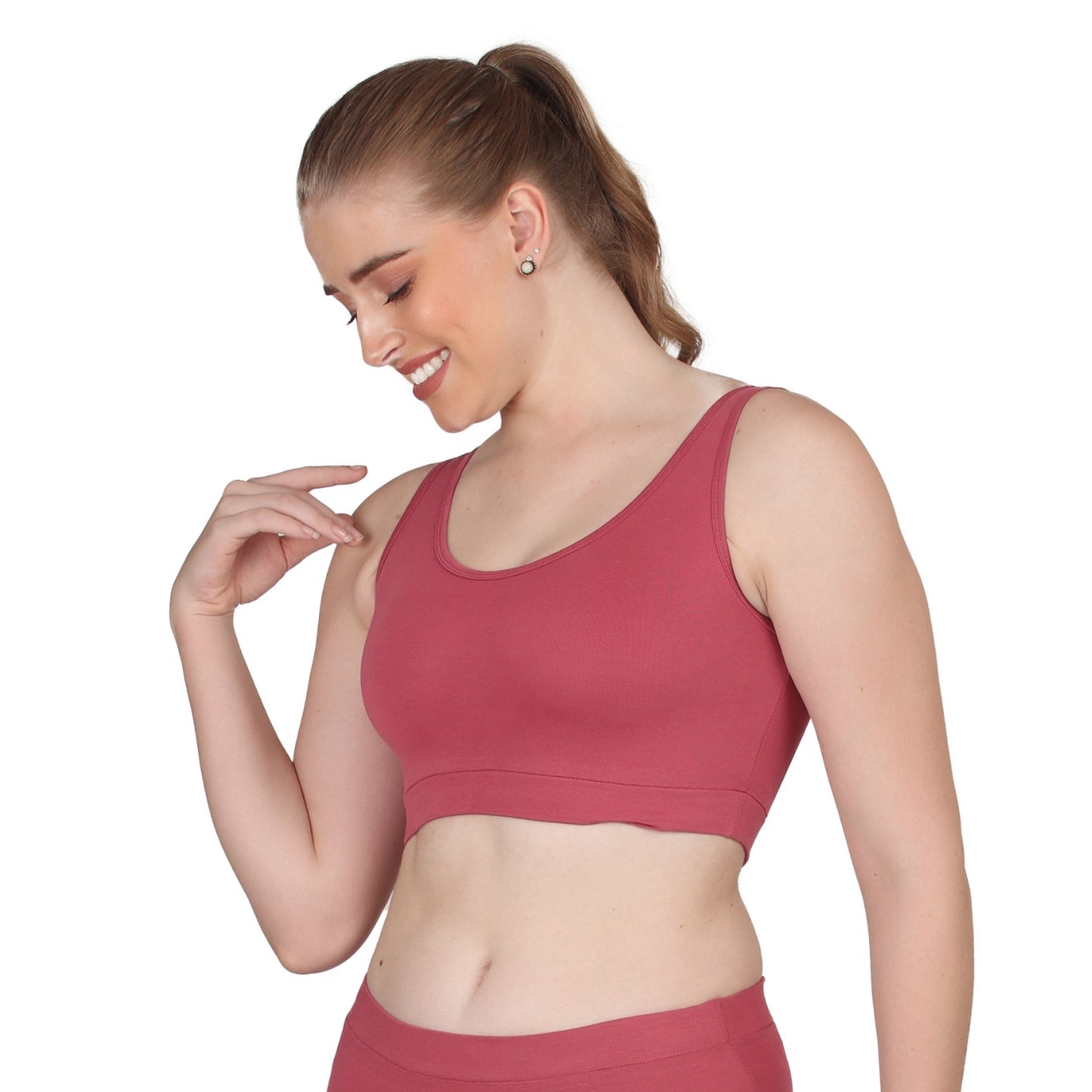 POOJA RAGENEE Skin Breathable & Comfortable Sports Bra SQ1029B Dark Pink