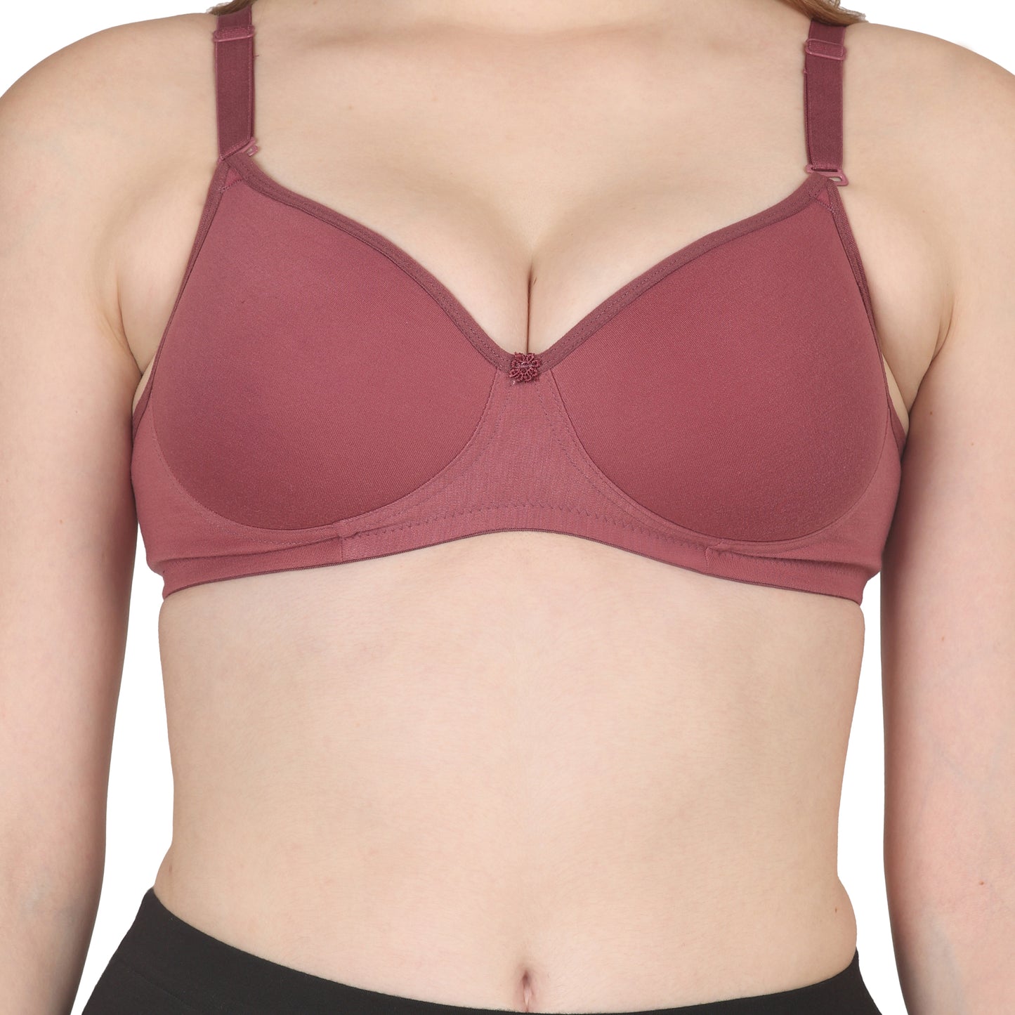 POOJA RAGENEE Lightly Padded Solid Bra for Womens FQ8002C Dark Pink