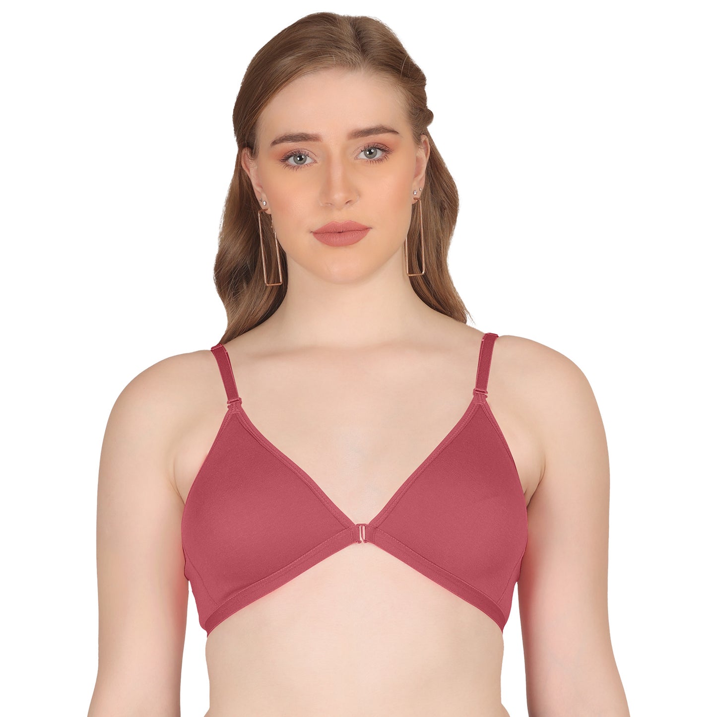 POOJA RAGENEE Double Layer Front Opener Hooks Detachable Strap Bra BQ2184 Dark Pink
