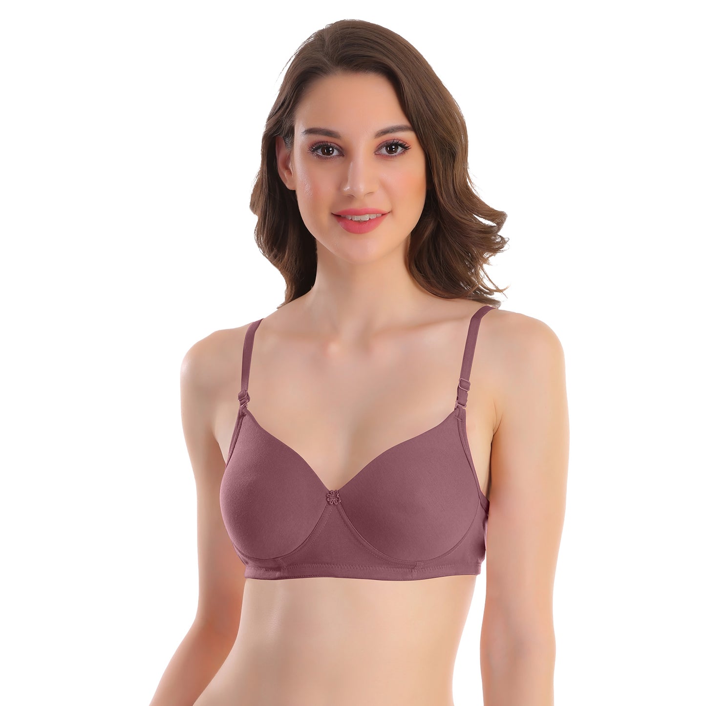 Pooja Ragenee Womens Full Coverage Padded Mould Cotton Bra FQ8005 Dark-Pink