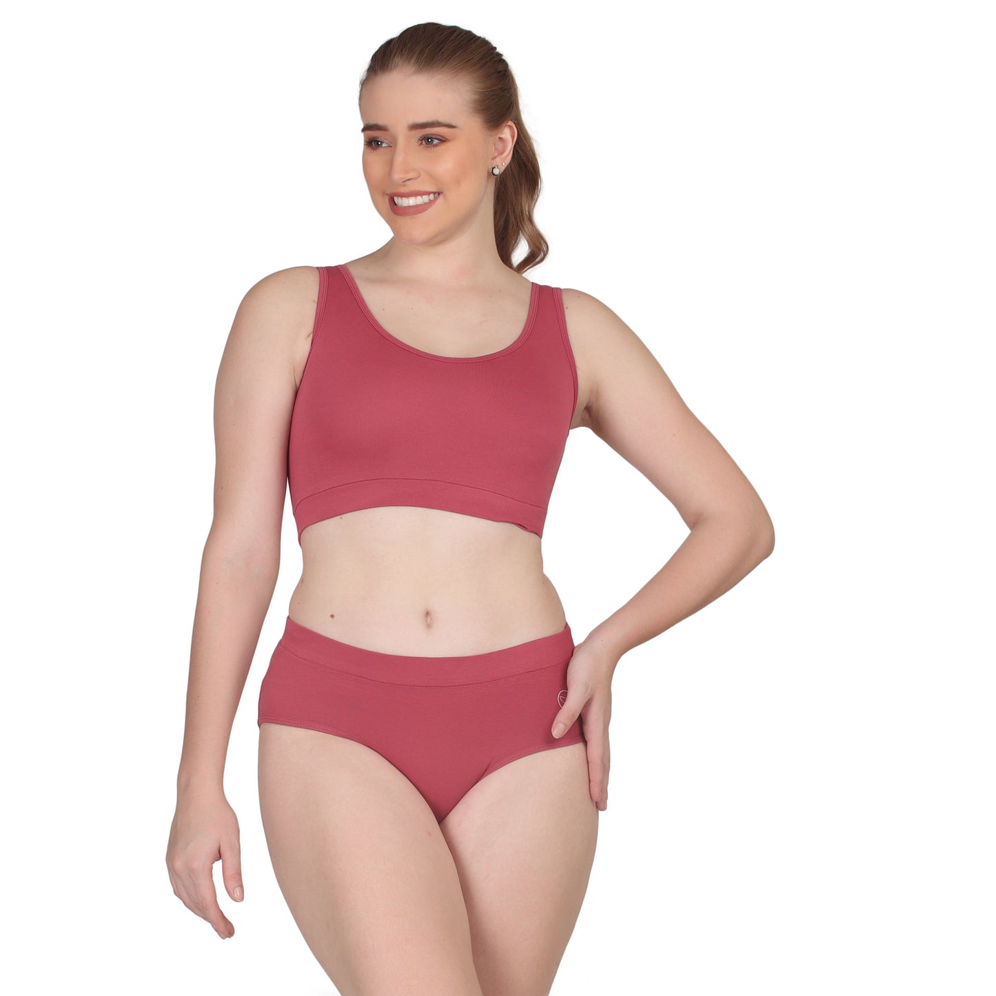 POOJA RAGENEE Skin Breathable & Smooth Fabric Solid Set ST01 Dark Pink