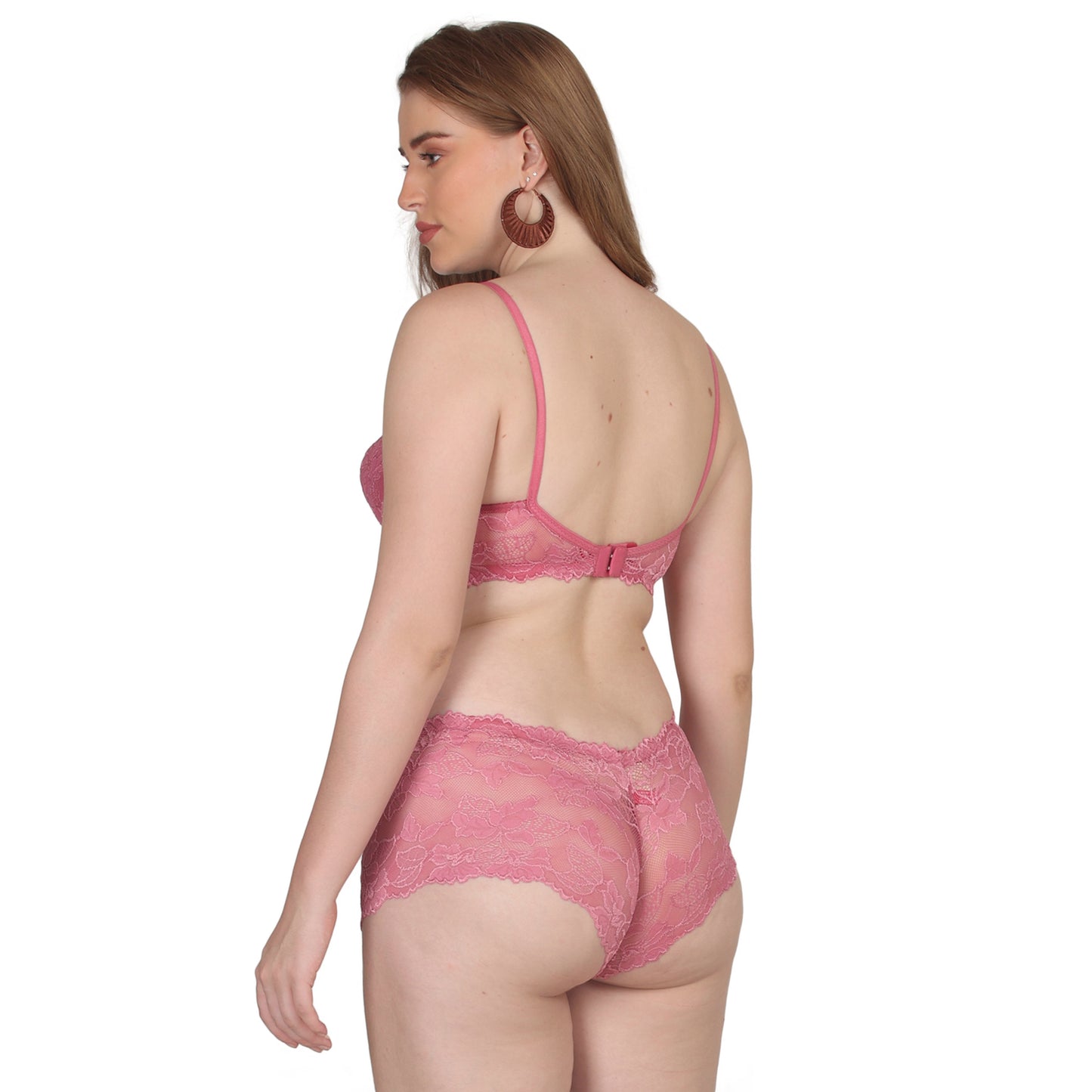 POOJA RAGENEE Comfortable & Smooth Net Fabric Set ST04 Dark Pink