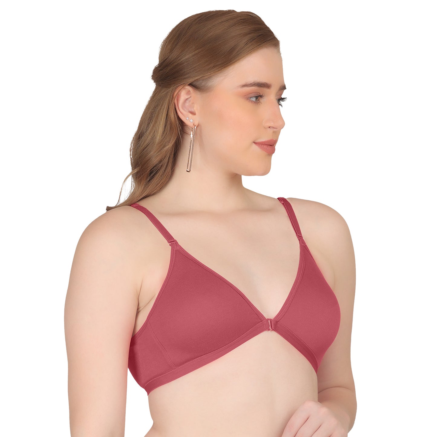 POOJA RAGENEE Double Layer Front Opener Hooks Detachable Strap Bra BQ2184 Dark Pink