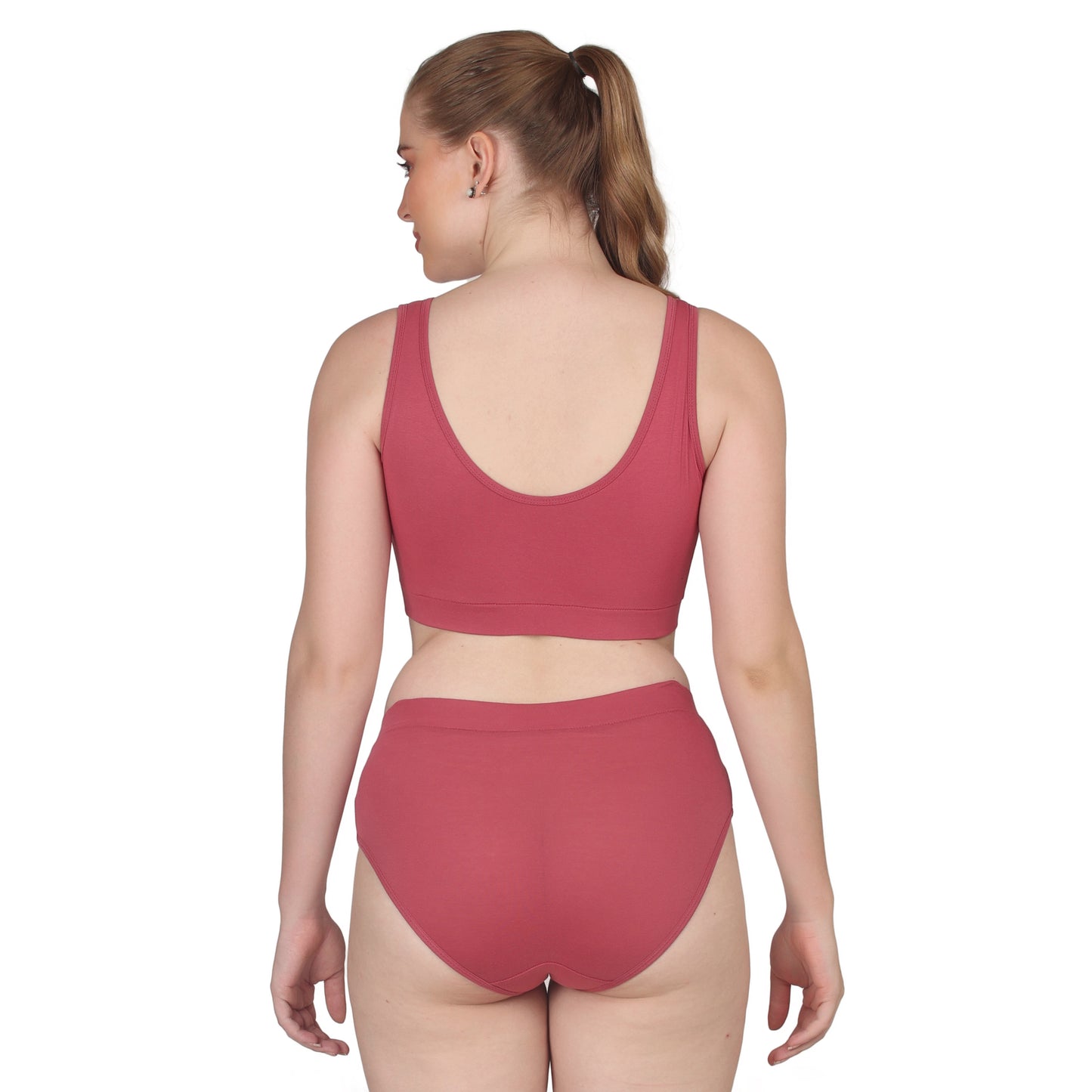 POOJA RAGENEE Skin Breathable & Smooth Fabric Solid Set ST01 Dark Pink