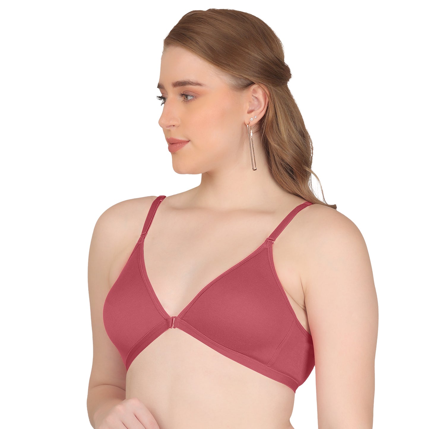 POOJA RAGENEE Double Layer Front Opener Hooks Detachable Strap Bra BQ2184 Dark Pink