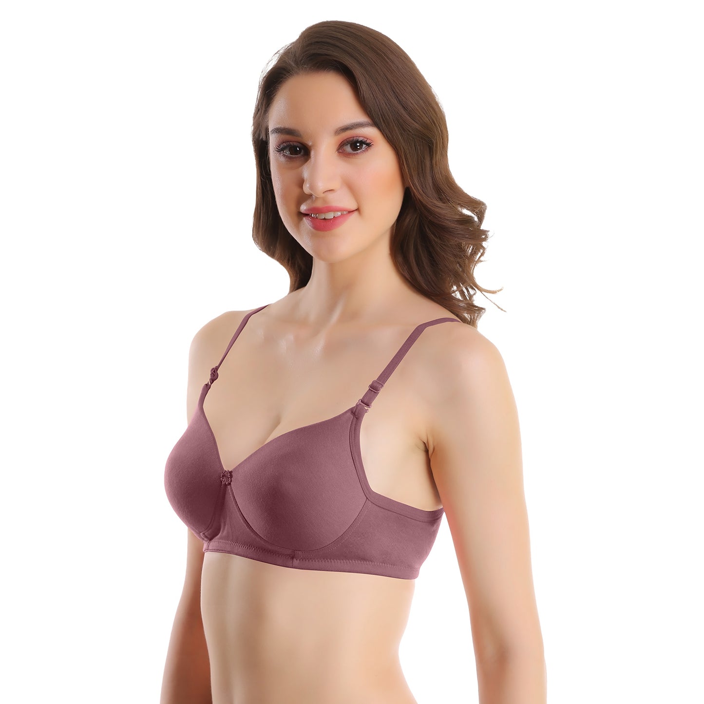 Pooja Ragenee Womens Full Coverage Padded Mould Cotton Bra FQ8005 Dark-Pink