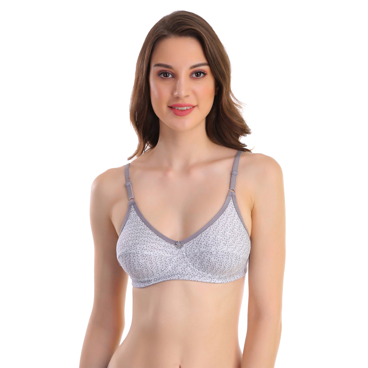 POOJA RAGENEE All Day Comfort Printed Bra -Grey