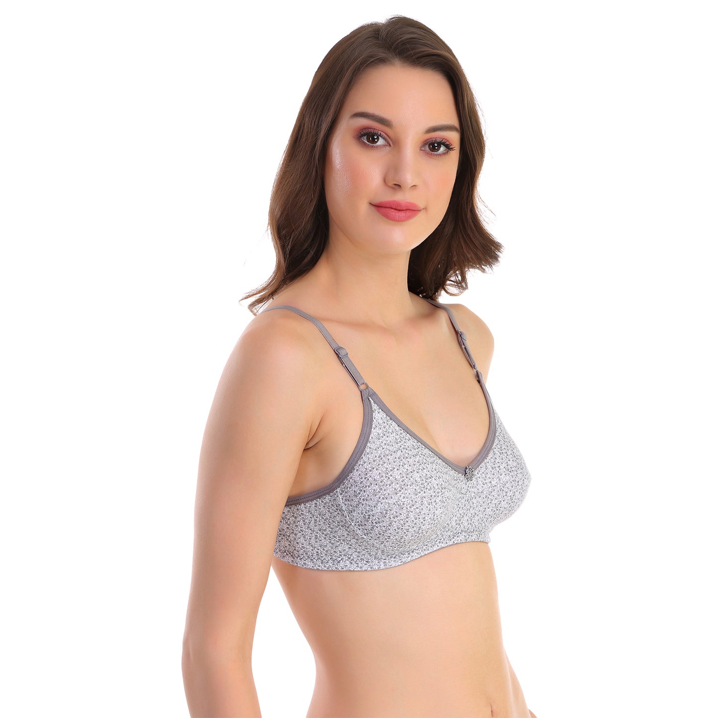 POOJA RAGENEE All Day Comfort Printed Bra -Grey