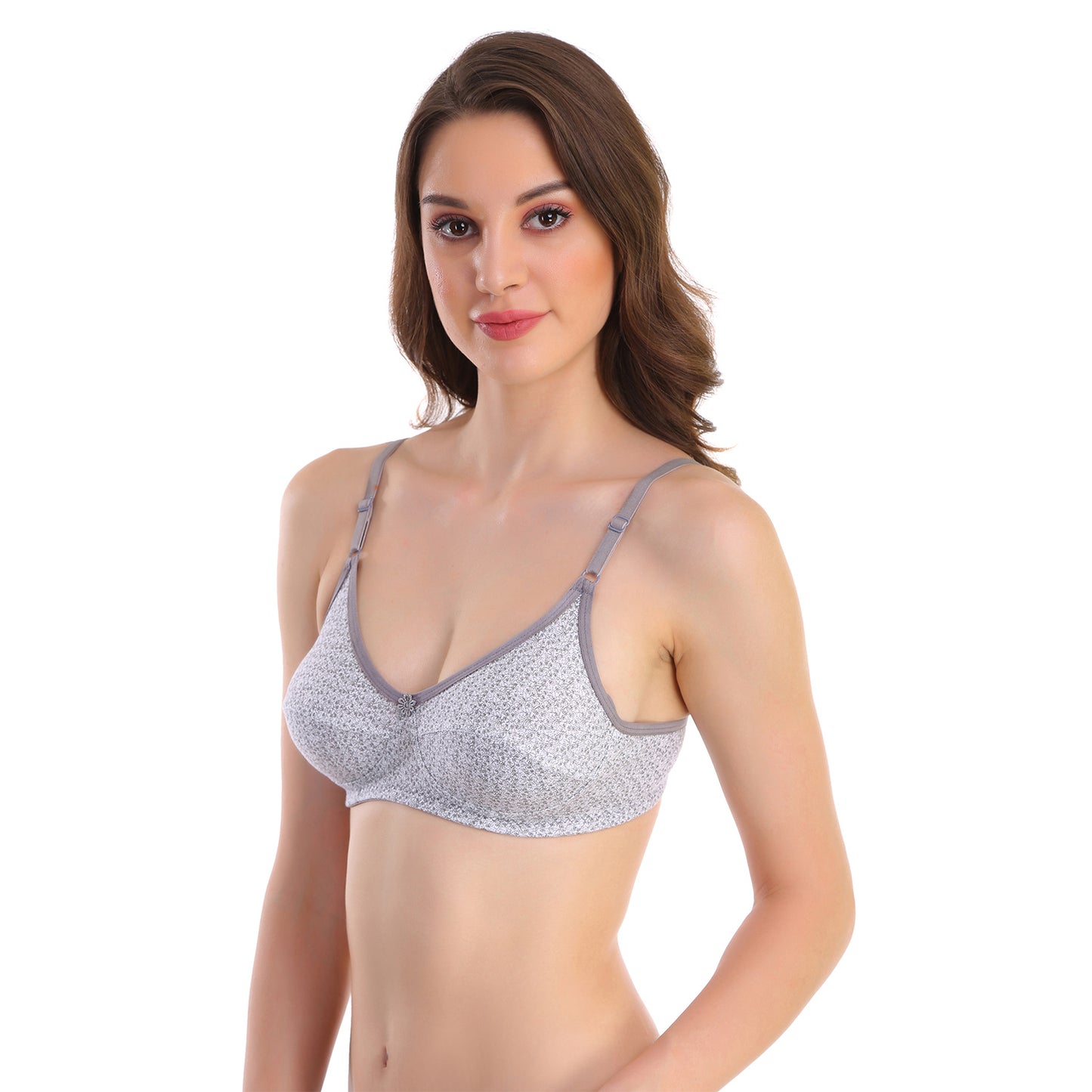 POOJA RAGENEE All Day Comfort Printed Bra -Grey