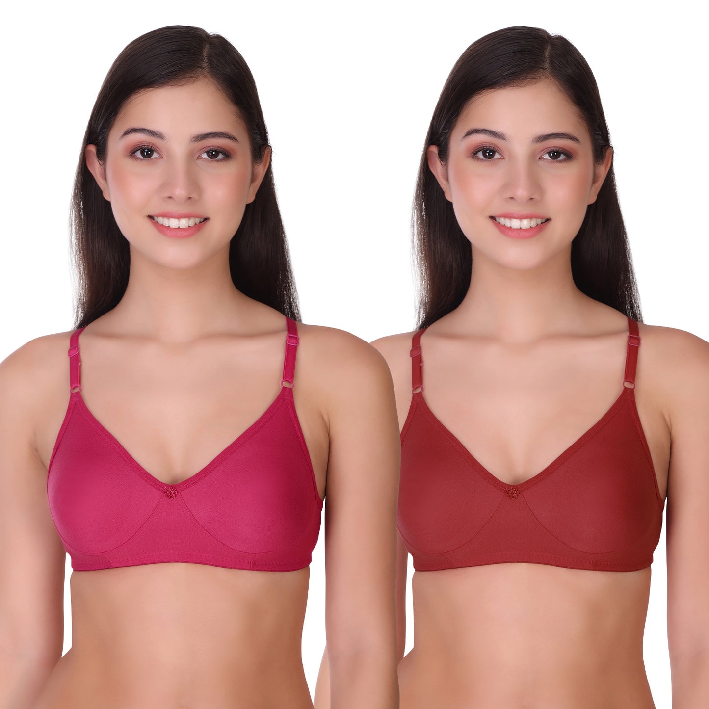 Pooja Ragenee Womens Full Coverage Non Padded Mould Cotton Bra MQ3055 Magenta-Maroon