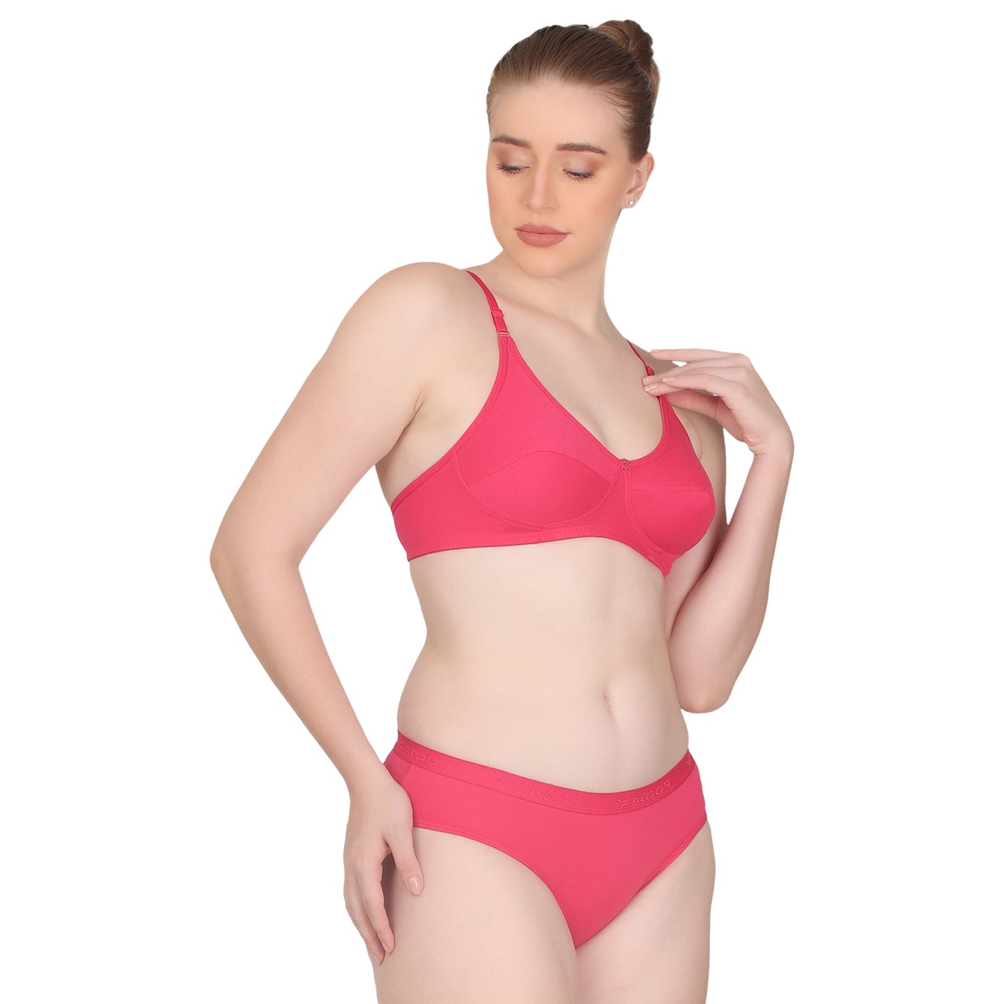 POOJA RAGENEE Women Wireless Bra and Panty Set Matching Lingerie Set ST07 Magenta