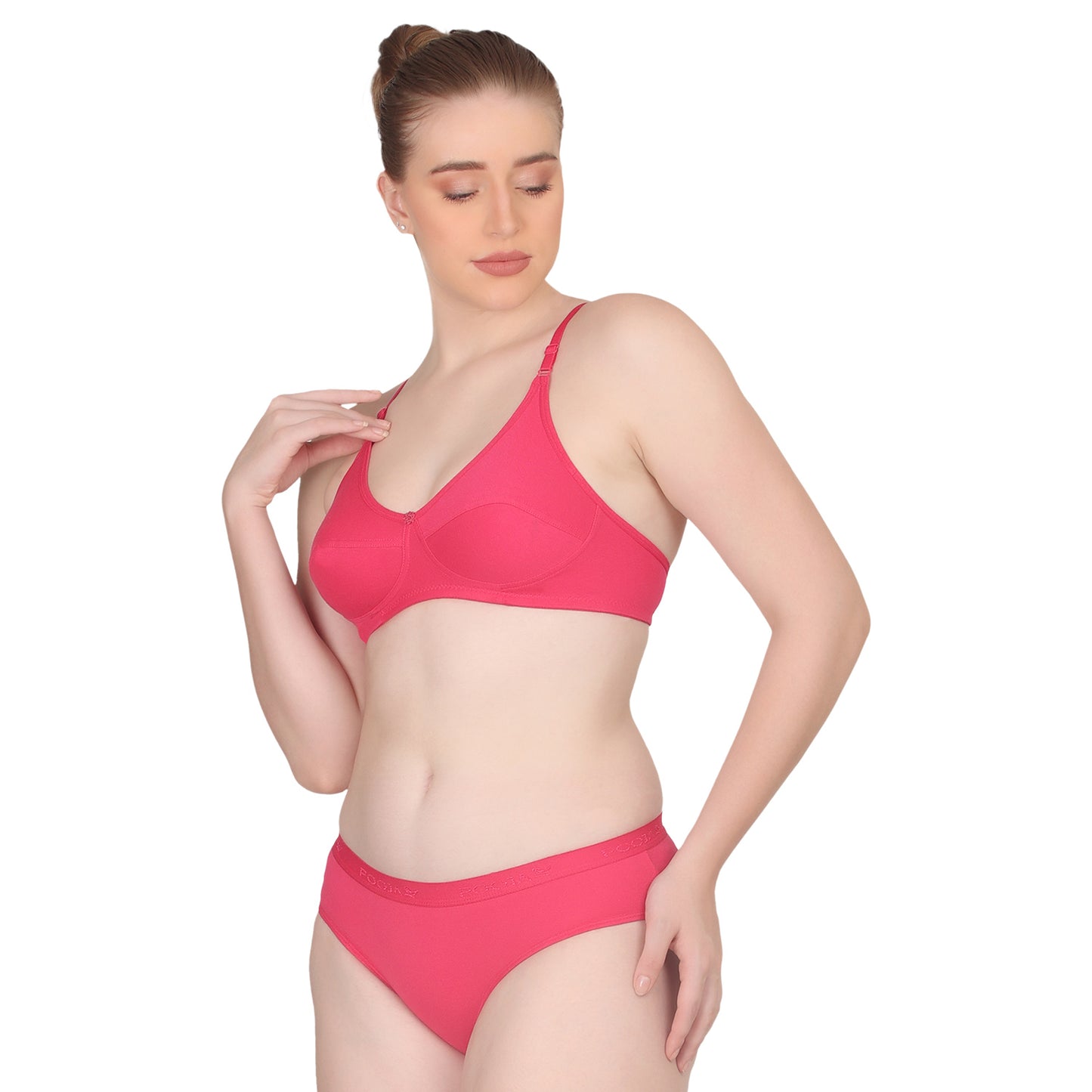 POOJA RAGENEE Women Wireless Bra and Panty Set Matching Lingerie Set ST07 Magenta