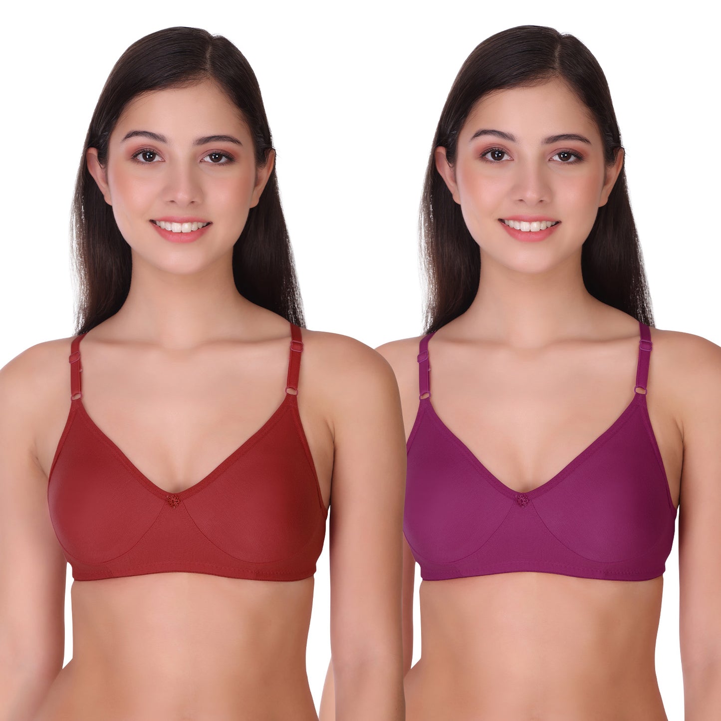 Pooja Ragenee Womens Full Coverage Non Padded Mould Cotton Bra MQ3055 Maroon-Purple