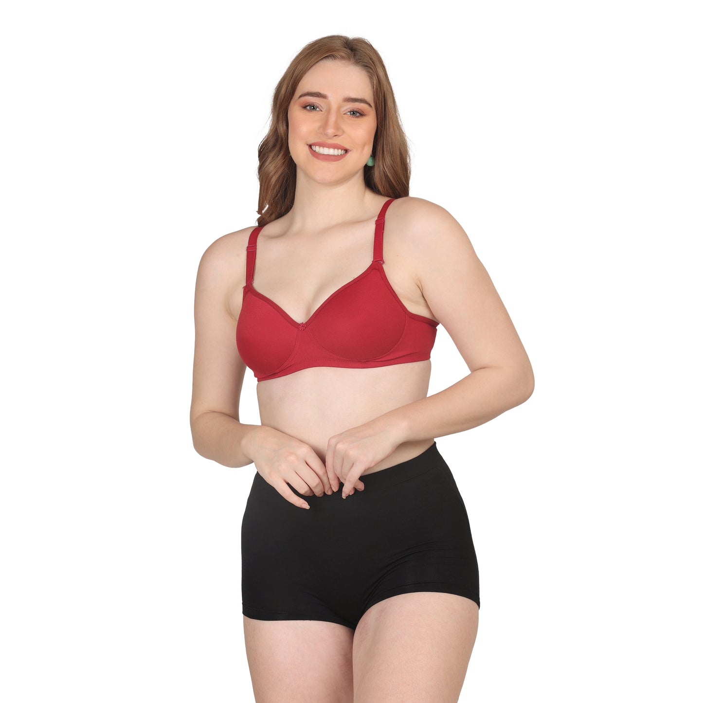 POOJA RAGENEE Lightly Padded Solid Bra for Womens FQ8002C Maroon
