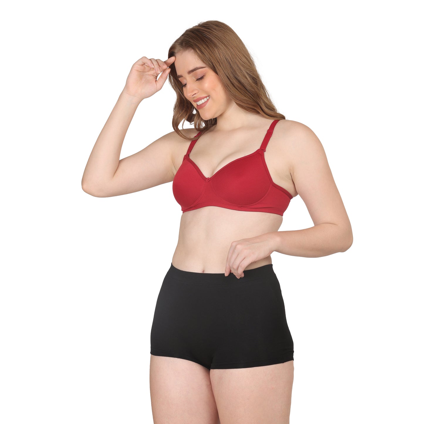 POOJA RAGENEE Lightly Padded Solid Bra for Womens FQ8002C Maroon