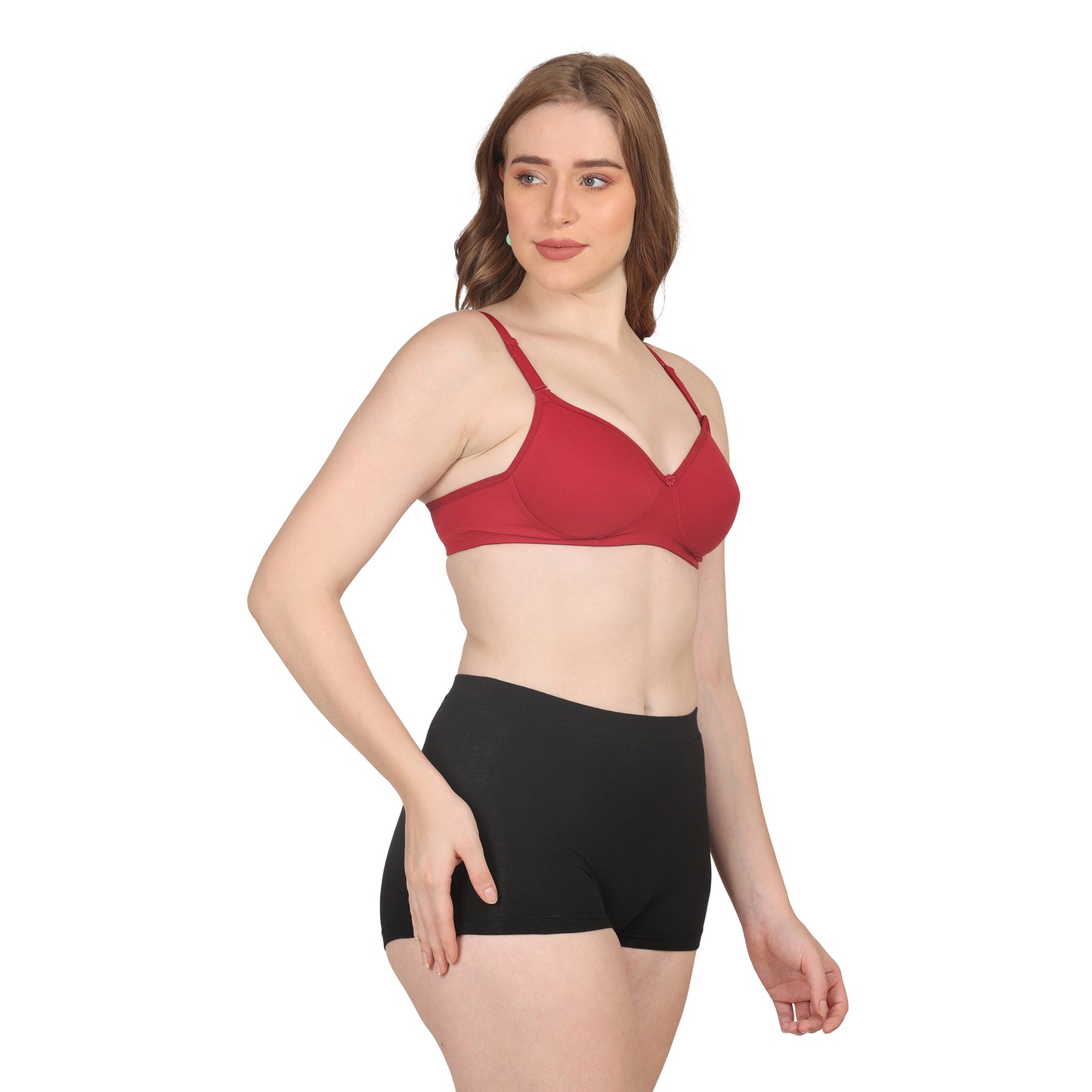 POOJA RAGENEE Lightly Padded Solid Bra for Womens FQ8002D Maroon