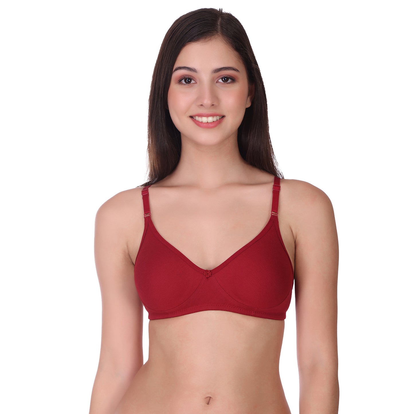 Pooja Ragenee Cotton Blend Seamless bra for Womens Maroon