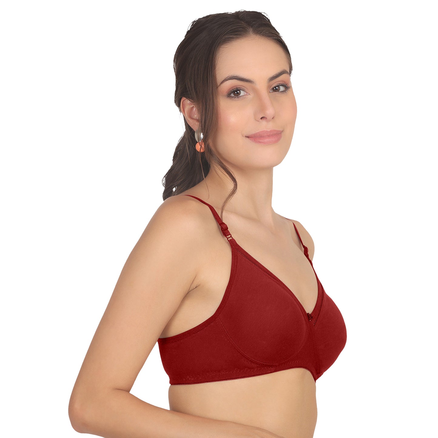 POOJA RAGENEE Moulded Non Padded Smooth Cotton Bra MQ3051 Maroon