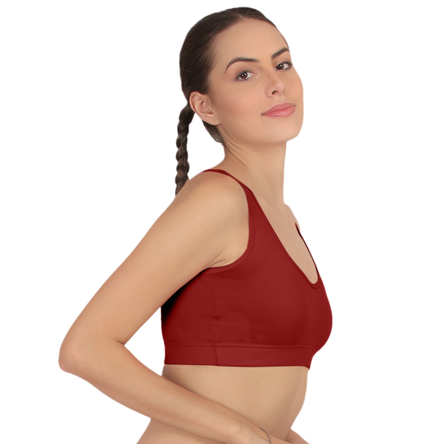 POOJA RAGENEE Full Coverage Seamless Bra Fitness T-Shirt Sports BraSQ1037 Maroon