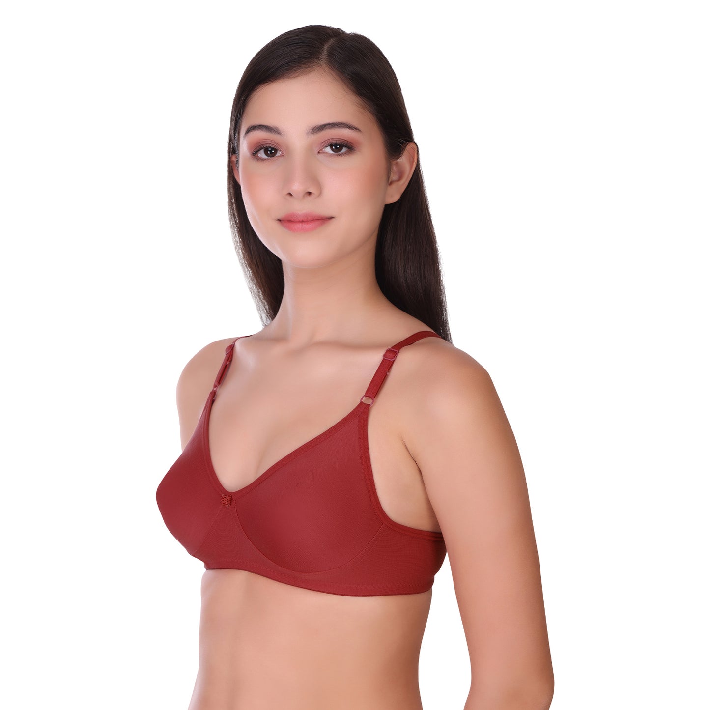 Pooja Ragenee Womens Full Coverage Non Padded Mould Cotton Bra MQ3055 Magenta-Maroon
