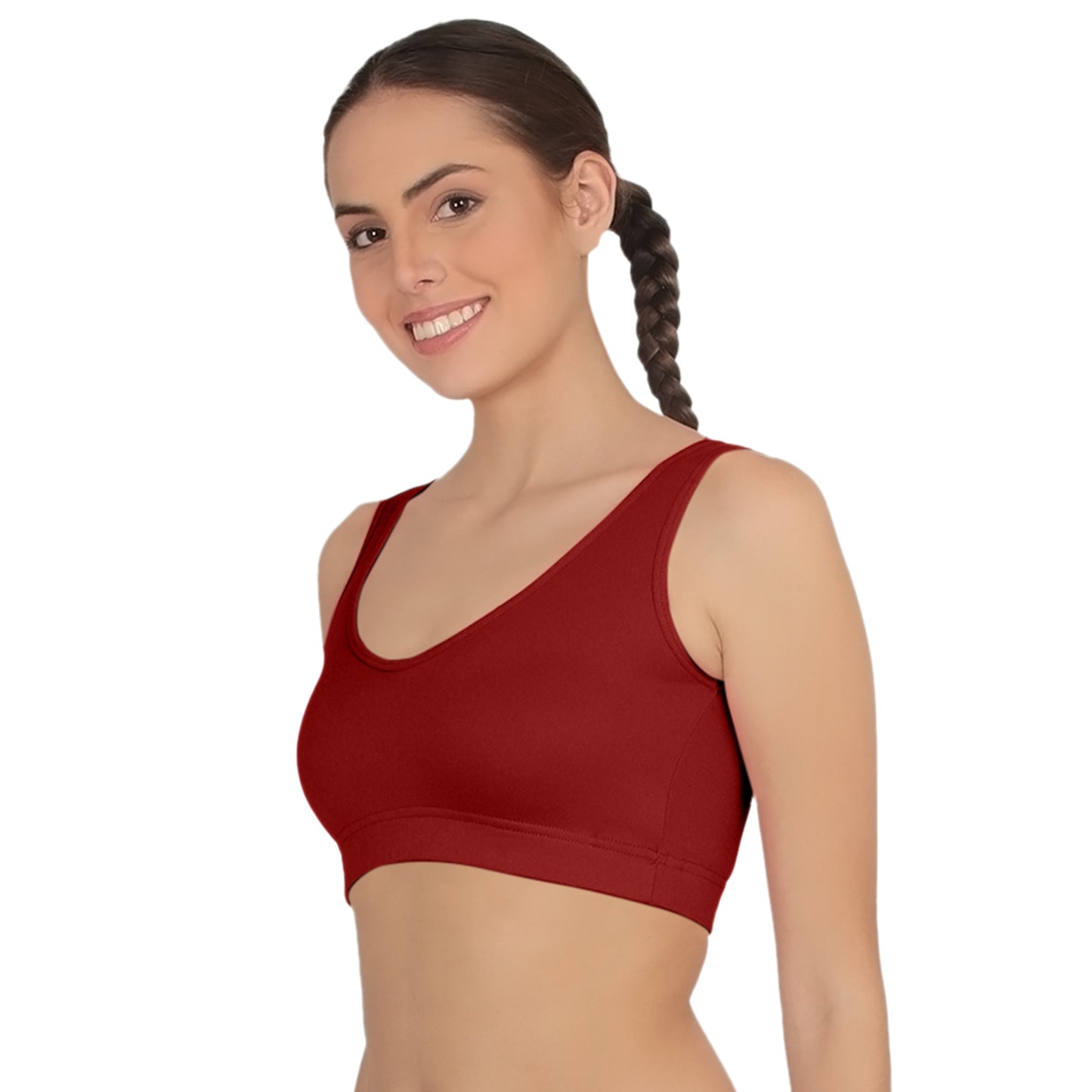 POOJA RAGENEE Full Coverage Seamless Bra Fitness T-Shirt Sports BraSQ1037 Maroon