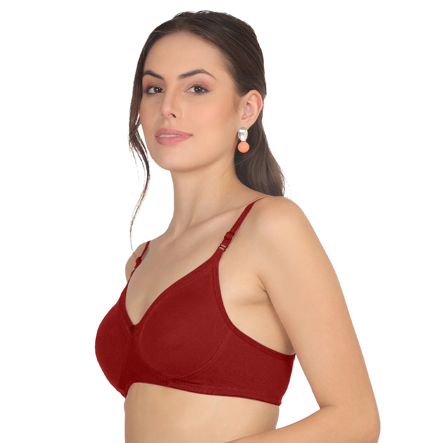POOJA RAGENEE Moulded Non Padded Smooth Cotton Bra MQ3051 Maroon