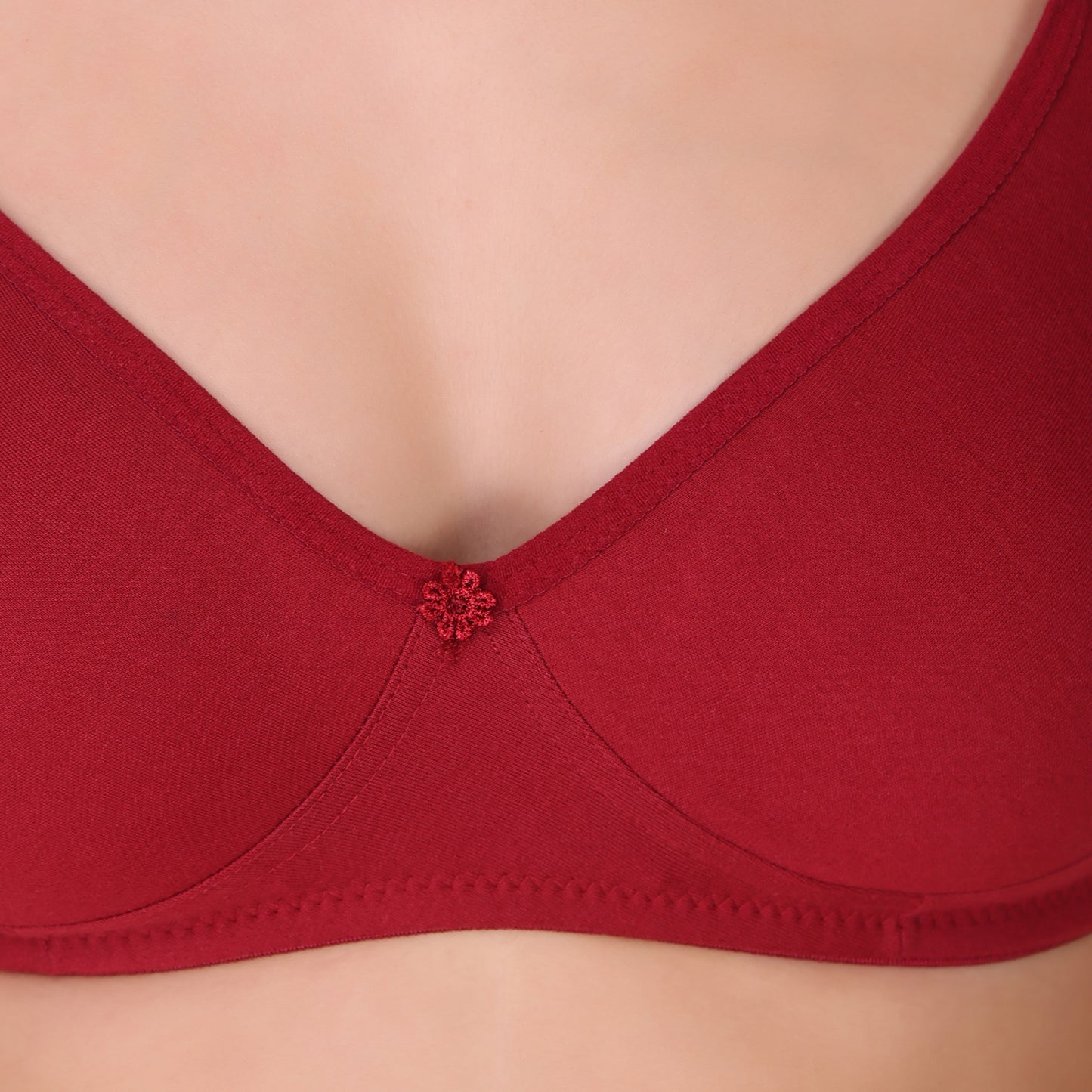 Pooja Ragenee Cotton Blend Seamless bra for Womens Maroon
