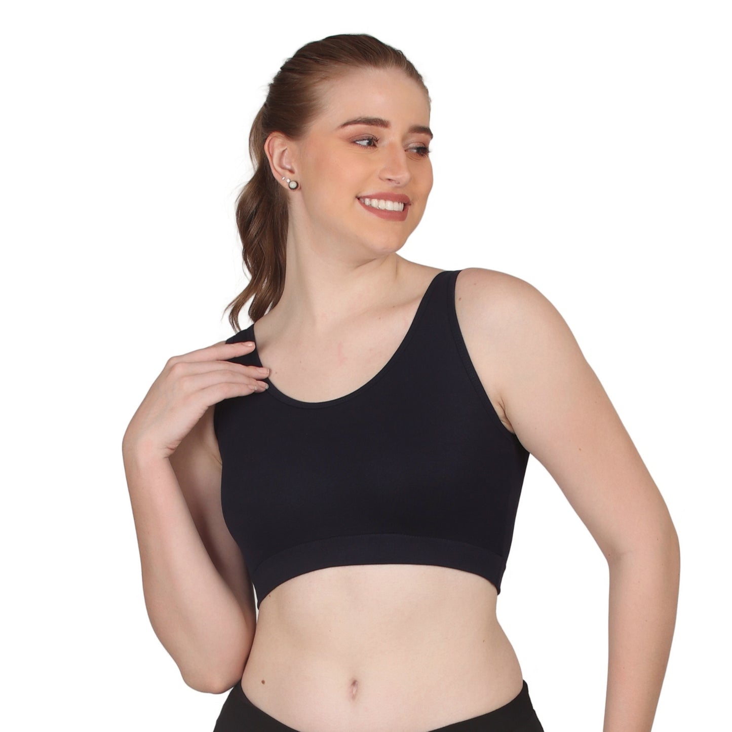 POOJA RAGENEE Skin Breathable & Comfortable Sports Bra SQ1029B Navy Blue